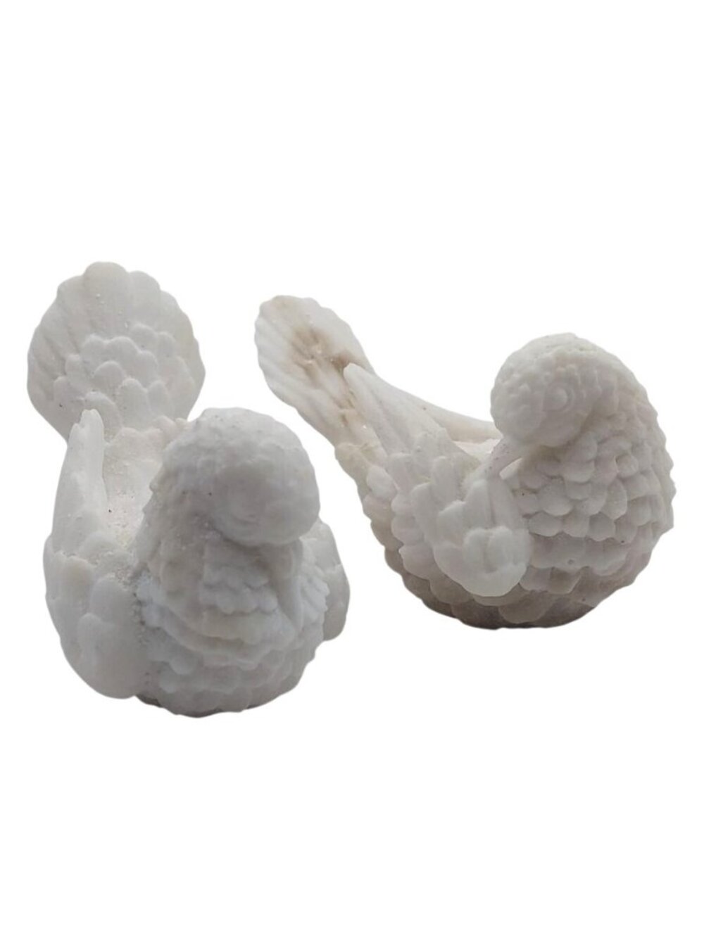 Vintage A. Santini White & Tan Alabaster Dove Love Bird Figurines Set Of 2 Italy